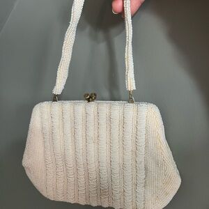 Vintage Beaded Cream Handbag